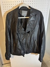 Women's Black Leather Moto/Biker Jacket with Quilted Shoulder Detail — listing 6