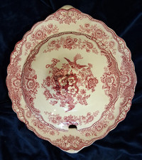 Red/Pink Transferware Covered Vegetable Tureen with Castle Ruins Scene — listing 2