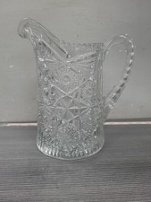 EAPG hobstar Vintage Pressed Glass Pitcher with Hobstar and Diamond Pattern — listing 2