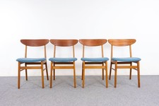 Set of Danish Modern Style Teak Dining Chairs with Wool Stripe Upholstery — listing 5
