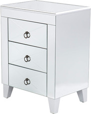 Silver Metallic Glam 3-Drawer Nightstand with Bun Feet — listing 5