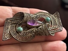 Vintage Chinese Export Silver Coral & Turquoise Cabochon Cluster Ring — listing 2