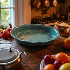 Mixed Lot of Stoneware & Ceramic Serving Pieces (Meyer Blue Casserole, Pinnacle Bowl, Sea Sand & Sky Platters) Set of 6, listing 6