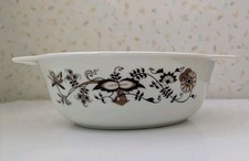 Vintage Pyrex Round Casserole with Chrome Stand, Autumn Floral Pattern, 2pt (1.25L), listing 3
