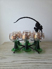 Vintage Wheel-Cut Grape & Leaf Etched Crystal Wine Glass with Slender Stem — listing 5