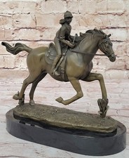 Bronze Jockey on Horse Sculpture on Marble Base (after Isidore Bonheur) — listing 3