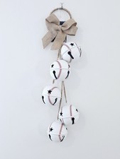 Martha Stewart Baseball Jingle Bell 6 Ft Garland with Burlap Bows, New in Box — listing 4