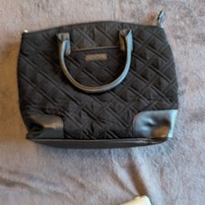 Vera Bradley Black Microfiber Quilted Shoulder Bag with Patent Trim — listing 5