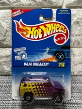 Hot Wheels Diecast Cars Lot - White Race Car with Splatter Graphics & Baja Beetle with Flames — listing 3