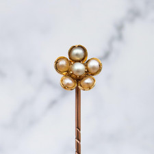 Antique Pearl Stickpin with Gold-Tone Tapered Shaft — listing 2