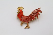 Vintage Red Enamel Rooster and Anchor Lapel Pin — listing 3
