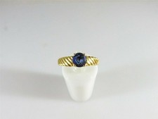 20K White Gold Men's Ring with Blue Cabochon Sapphire and Two Diamond Accents Natural sapphire + real diamonds — listing 4
