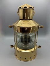 Brass 'Ankerlicht' Nautical Anchor Oil Lamp Ship Lantern with Fresnel Glass Globe — listing 3
