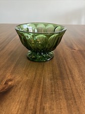 Vintage Avocado Green Pressed Glass Punch/Tea Cup with Swirl Panel Pattern — listing 2