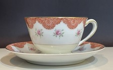 Vintage Hand-Painted Violets Footed Teacup and Saucer, Made in Japan