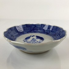 Antique Japanese Sometsuke Blue & White Porcelain Namasu Bowl with Calligraphy & Landscape — listing 2