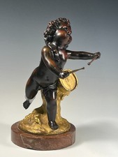 French Gilt Bronze Covered Urn with Putto Finial on Rouge Marble Base — listing 4