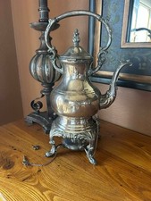Vintage Silverplate Footed Teapot with Ornate Scroll Handle and Finial — listing 5
