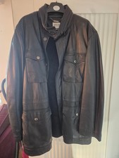 Armani Jeans Black Leather Button-Front Jacket, Made in Italy, IT 46 / US 12 — listing 5