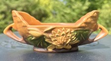Roseville Water Lily Two-Handled Vase, Brown, 6" (Shape 73-6) — listing 5