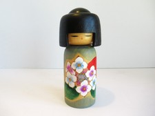 Vintage Japanese Creative Kokeshi Wood Doll with Red Bow, 7.5 inches — listing 6