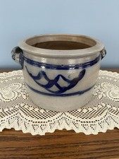 Vintage Westerwald Salt-Glazed Stoneware Lidded Crock with Cobalt Bullseye — listing 2