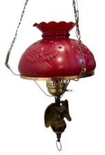 Vintage Colonial Revival Federal Eagle Two-Light Hanging Chandelier with Hurricane Chimney Shades — listing 3