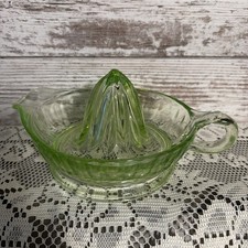 Vintage Green Uranium Glass Reamer Juicer with Handle and Pour Spout — listing 6