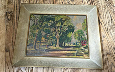 Framed Reproduction Print of a Pastoral River Landscape with Angler — listing 5