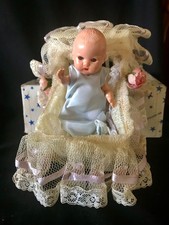 Vintage 1950s Hard Plastic Baby Doll with Molded Hair and Sleep Eyes, approx 20-22 inches — listing 4