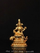 Bronze Figure of Manjushri (or Bodhisattva) Seated on a Lion with Flaming Mandorla