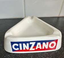 Vintage Cinzano Vermouth Triangular Advertising Ashtray, Porcelain
