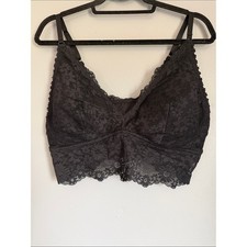 Black Lace & Cream Padded Underwire Bra with Polka Dot Mesh, Size 38D