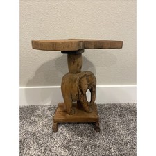 Hand-Carved Wooden Elephant Coffee Table / Low Table with Four Elephant-Head Legs — listing 6