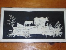Antique Hand-Cut Paper Silhouette (Scherenschnitte) of Courting Couple in Rose Garden, Framed — listing 5