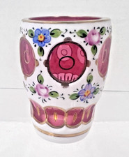Bohemian White Cased Cut-to-Green Glass Urn Table Lamp with Hand-Painted Floral Decoration — listing 4