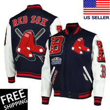 Black Wool Body Leather Sleeve Varsity Letterman Jacket with Novelty Patches, Size 2XL — listing 6