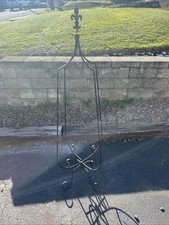 Pair of Vintage Wrought Iron Plant Stands with Cast Iron Openwork Tops, 15" Tall — listing 6
