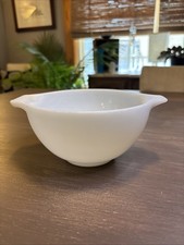 Vintage White Milk Glass Cinderella Nesting Bowls with Green Ivy Pattern (2-Piece Partial Set) Pyrex — listing 3
