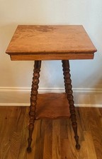 Antique Victorian Quartersawn Oak Two-Tier Parlor Table with Bobbin-Turned Legs — listing 5