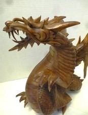 Antique Anglo-Indian Hand-Carved Dragon Motif Wooden Box with Lock and Key — listing 5