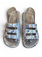 Alegria by PG Lite Fiona Slide Sandals, Style FIO-243, Blue Floral Embossed Leather, Size EU 38 / US 8-8.5 — listing 4