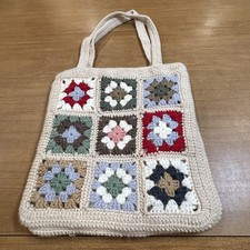 Natural Crochet Tote Bag with Suede-Look Fabric Handle — listing 3