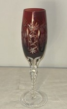 Vintage Cut Crystal Fluted Champagne Flute with Vertical Cut Panels and Star-Cut Foot