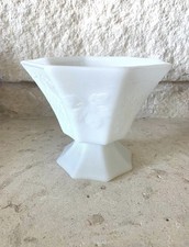 Vintage Anchor Hocking Milk Glass Octagonal Footed Compote with Embossed Grape Pattern — listing 2