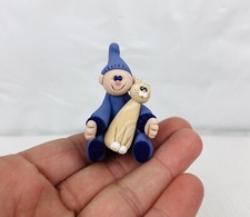 Handmade Polymer Clay Fantasy Wizard Pen with Bearded Face and Cabochon Stone — listing 2