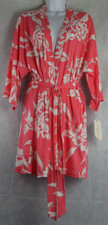 Linea Donatella Women's Ivory Satin Long Robe with Polka Dot Pattern and Lace Trim, Size L — listing 2