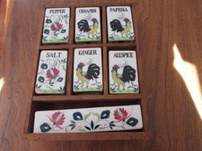 Vintage Japan Hand-Painted Black Rooster Ceramic Spice Shaker Set (6 pieces) — listing 4