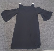 Dress Barn Black and White Circle Print Sheath Dress with Button Waist Tabs, Size 14 — listing 6