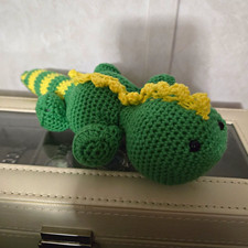 Handmade Black Dragon Plush with White-Tipped Ears and Large Eyes — listing 5